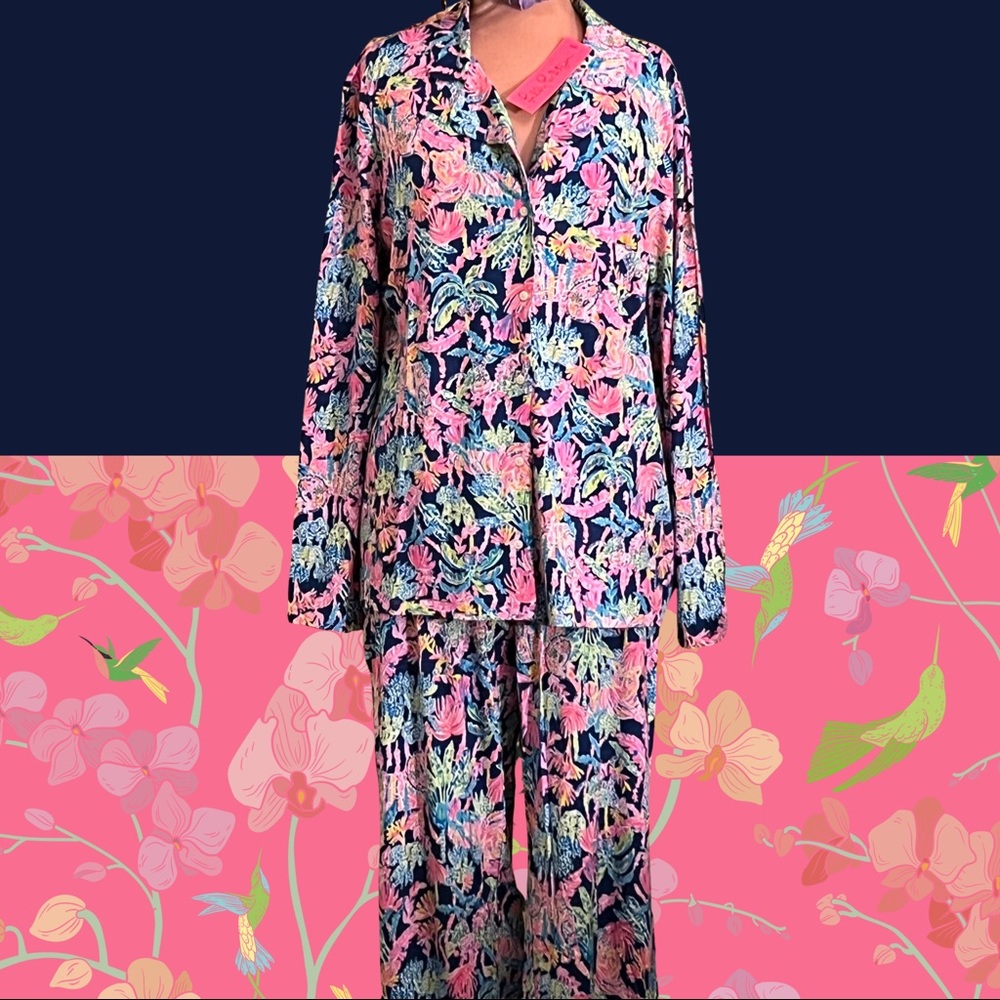 NWT Lilly Pulitzer Long Sleeve Pajama Set Sz XXL